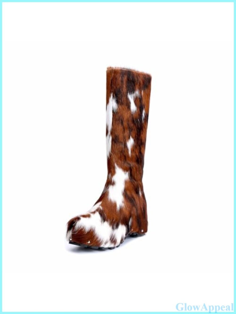 Cowgirl Boots Knee-High Genuine Calf Hair Shearling Lined Platform Sole